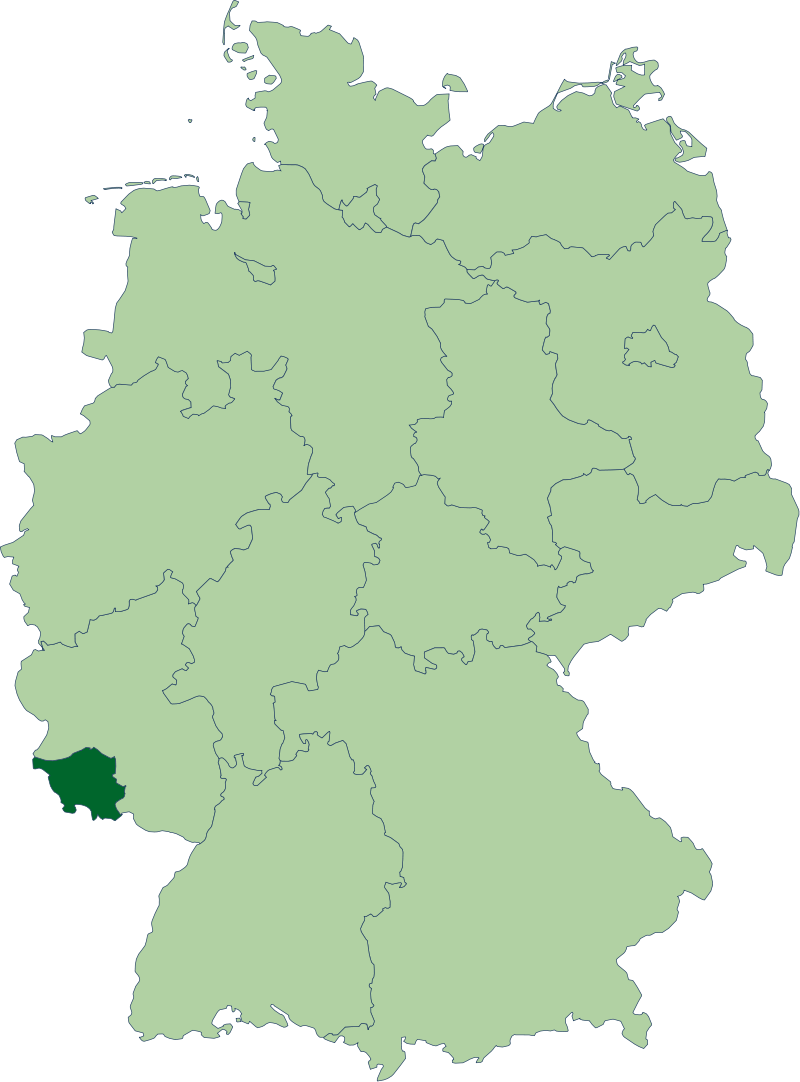 Map of Germany, focused on Saarbruecken